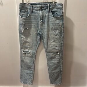 34x30 Slim Straight Men’s Blue Jeans Denim Light Wash School AE America Eagle